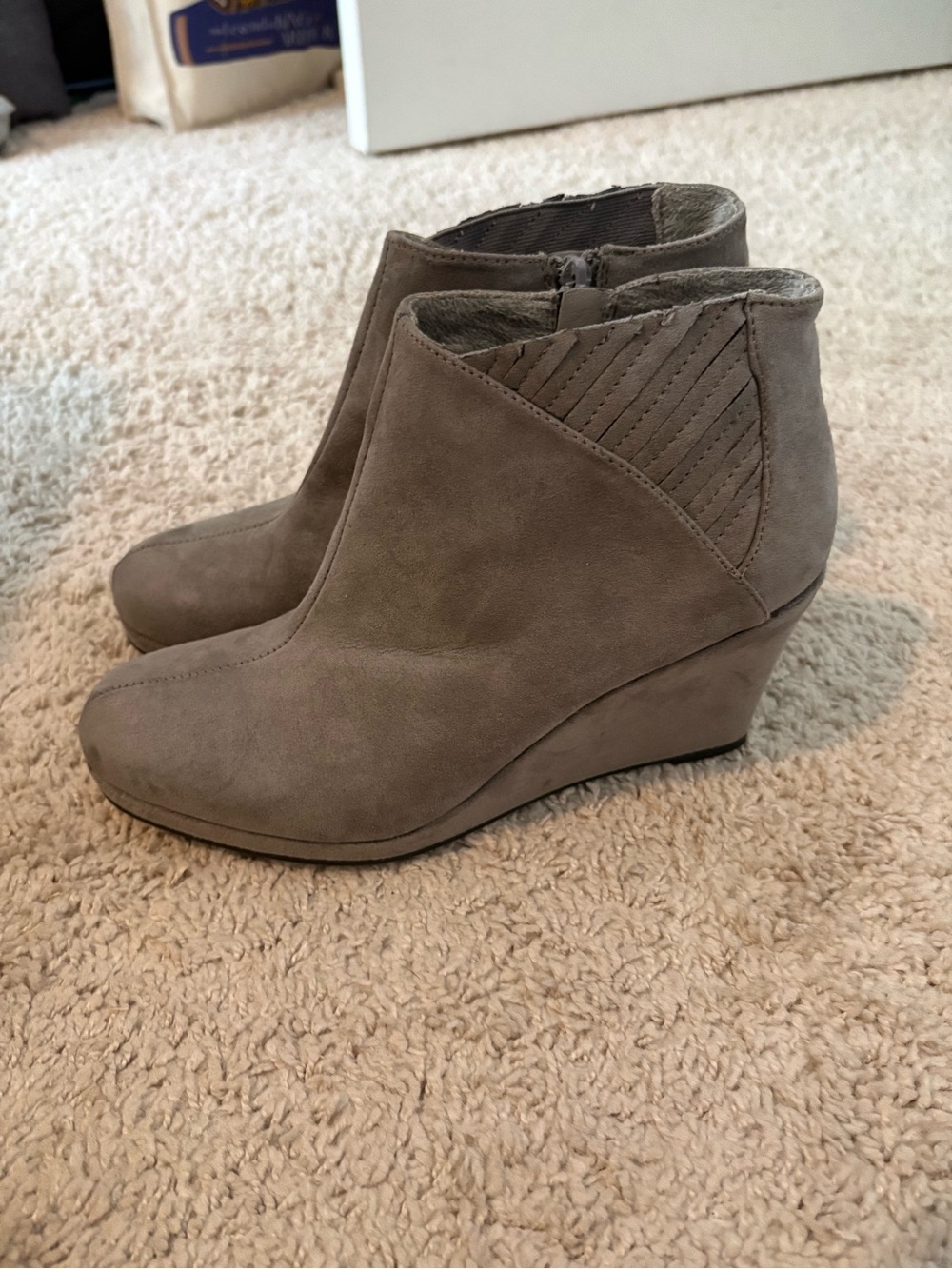 Women's Taupe Suede Wedge Ankle Boots - Stylish Comfort